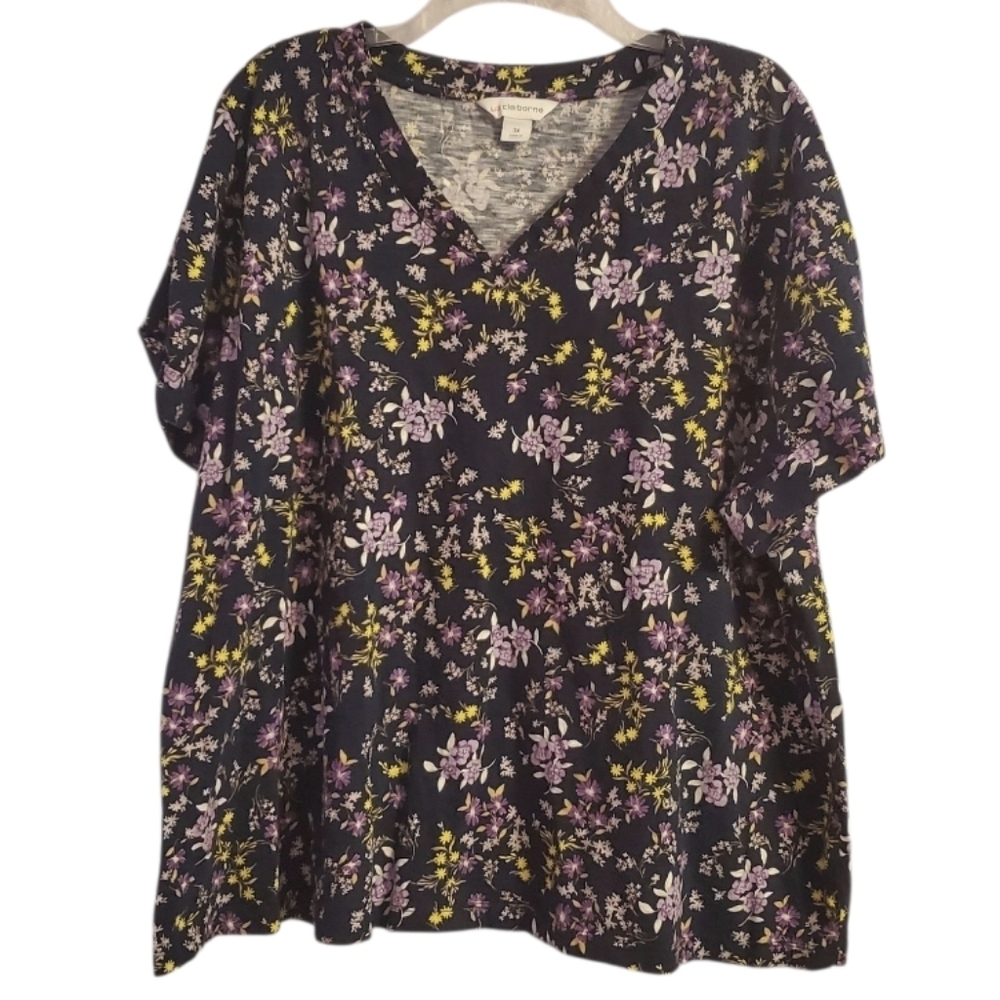 Liz Claiborne Women's Floral Short Sleeve Blouse 3X